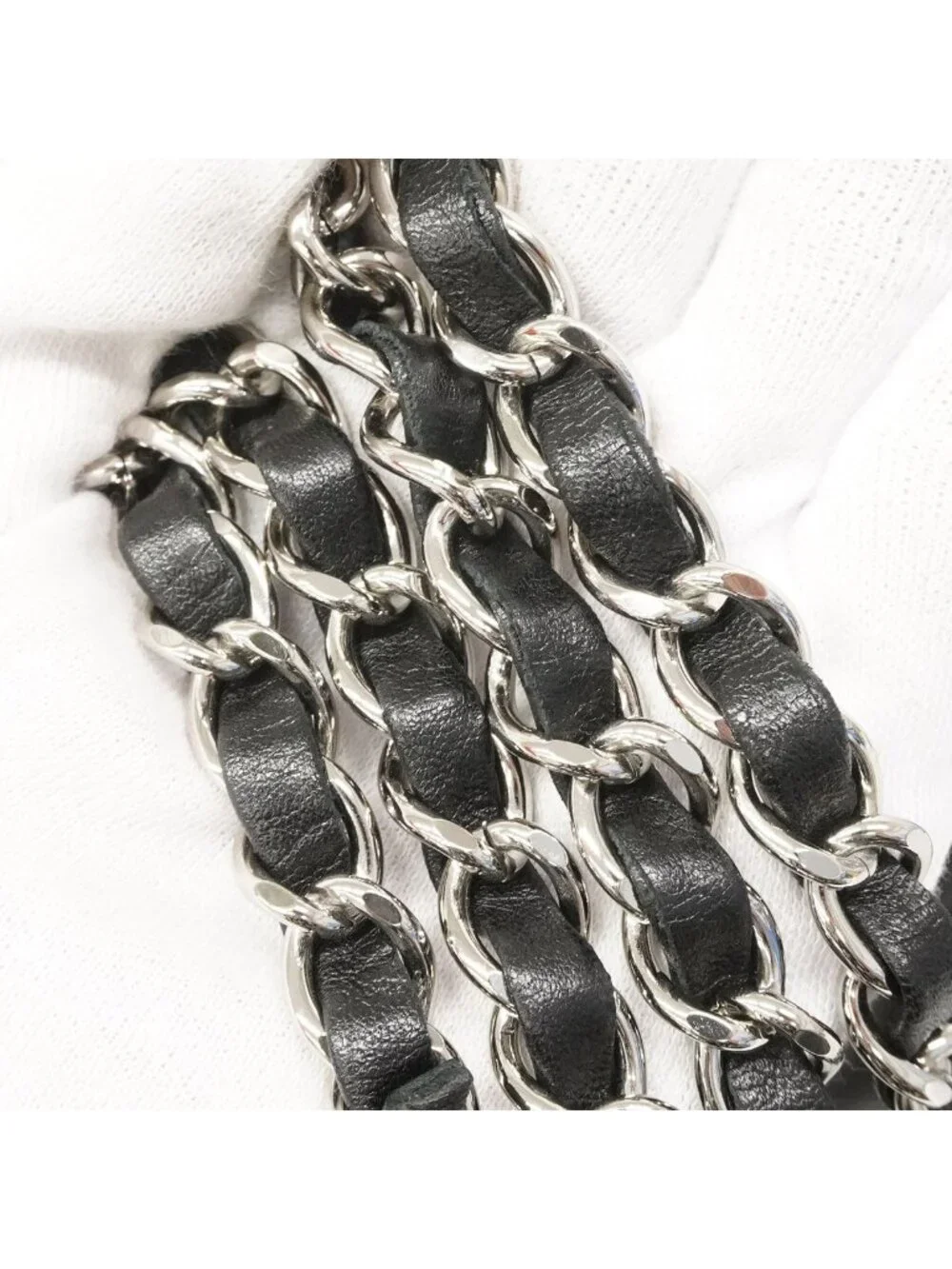 Chanel Shoulder Bag Quilted Lambskin Black Silver